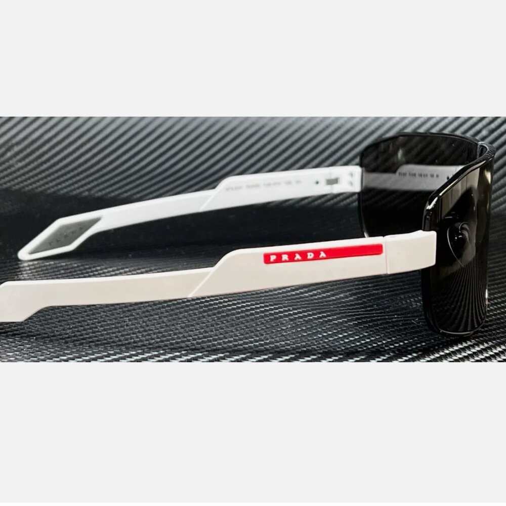 Prada Men's 74mm White Black Sunglasses - Picture 3 of 4